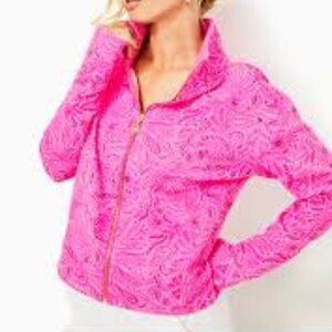 Lilly Pulitzer Wrenley Zip-Up Jacket in Cerise Pink Pinkie Promises Size M